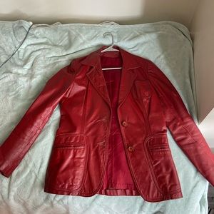 Size small red leather blazer